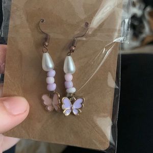 Purple and pink flip switch earrings handmade